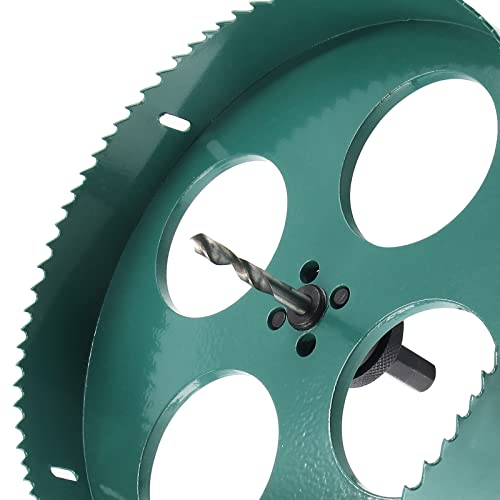Image of 8-1 /4 Inch / 210mm Hole Saw with Heavy Duty Arbor, 8.25 Inch Hole Saw HSS Bi-Metal Hole Cutter Smoothly Cutting in Cornhole Boards, Plastic, Wood, Fiberboard, Drywall