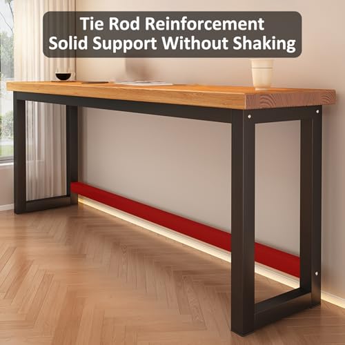 Mesa de bar rectangular estrecha de madera natural para espacios pequeños 6