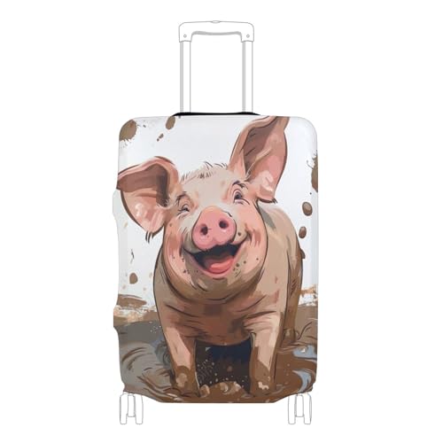 Joisal Cute Piggy Mud Pig Suitcase Cover Custom Luggage Protector Baggage Painting Travel Luggage Accessories, M, Fits 22-24 Inch Case