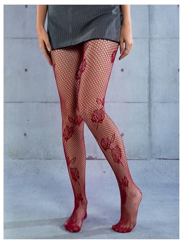 Verdusa Women's Patterned Fishnet Tights Y2k Sheer Floral Stockings Pantyhose2