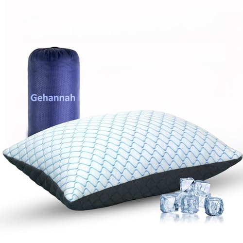Gehannah Travel Pillow - Large 1 Pack Compressible Camping Pillow for Sleeping - Shredded Memory Foam with 1 Storage Bags - Supportive for Adults, Kids, Outdoor, Backpacking, Hiking Gear