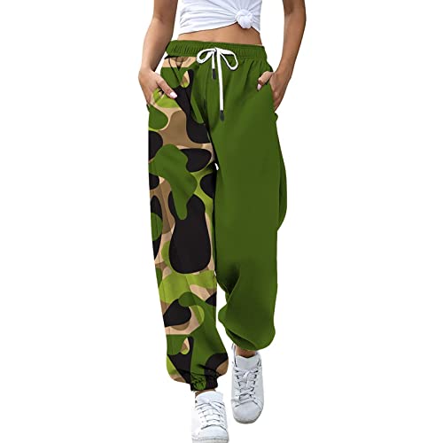 OYZ Pantalones deportivos de fitness de talla grande con cordón para mujer, pantalones deportivos sueltos para entrenamiento, gimnasio, correr, con bolsillos, 2021, Verde#008, L