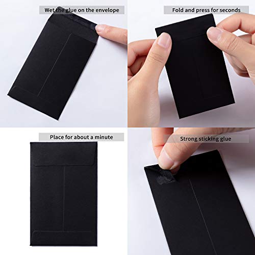 200 Pack Kraft Small Coin Envelopes Seed Envelopes Mini Parts Small Items Stamps Storage Packets Envelopes Self-Adhesive For Garden, Office Or Wedding Gift, (2 1/4 X 3 1/2 Inch, Black) #TOP2