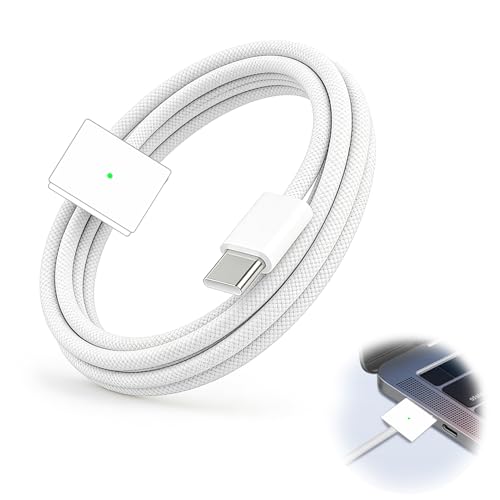 Wowsofty 140W USBC to MagSafe 3 Charging Cable 2 m for MacBook Pro 14/16 (M1/M2/M3/M4) and MacBook Air 13/15 Fast Charge Braided Magnetic Cable with LED Indicator Durable Charger Cord