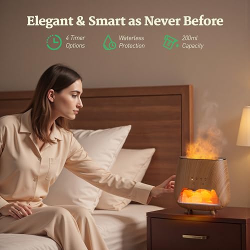 2-in-1 Ultrasonic Aromatherapy Diffuser: Essential Oil Diffuser & Himalayan Salt Lamp, Quiet Scent Diffusers for Home with Cool Mist and Timer Settings - Image 4