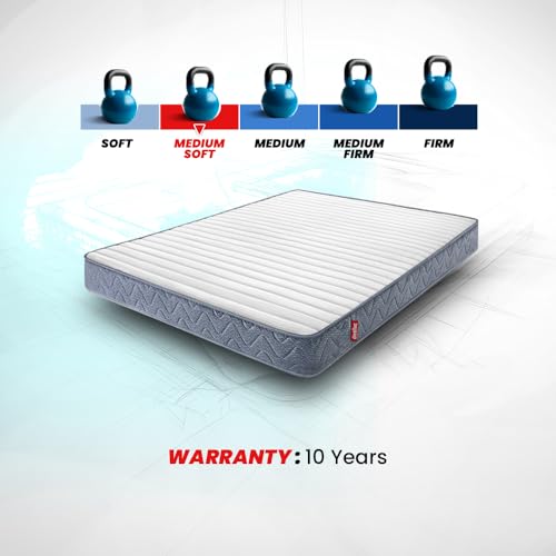 Image of Duroflex LiveIn Bounce - 6 Inch Pocket Spring Mattress Queen Size, 3 Zone Roll Pack Mattress for Zero Motion Transfer, Medium Soft Firmness with Cotton Felt Layer, (75X70X6 Inches)