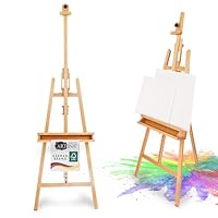 Artina FSC© Beech Wooden Easel Stand for Painting Barcelona - Studio Artists Painting Art Easel for Adults Canvases up to 120 cm - 225cm Height Adjustable Canvas Holder Display for Weddings Events