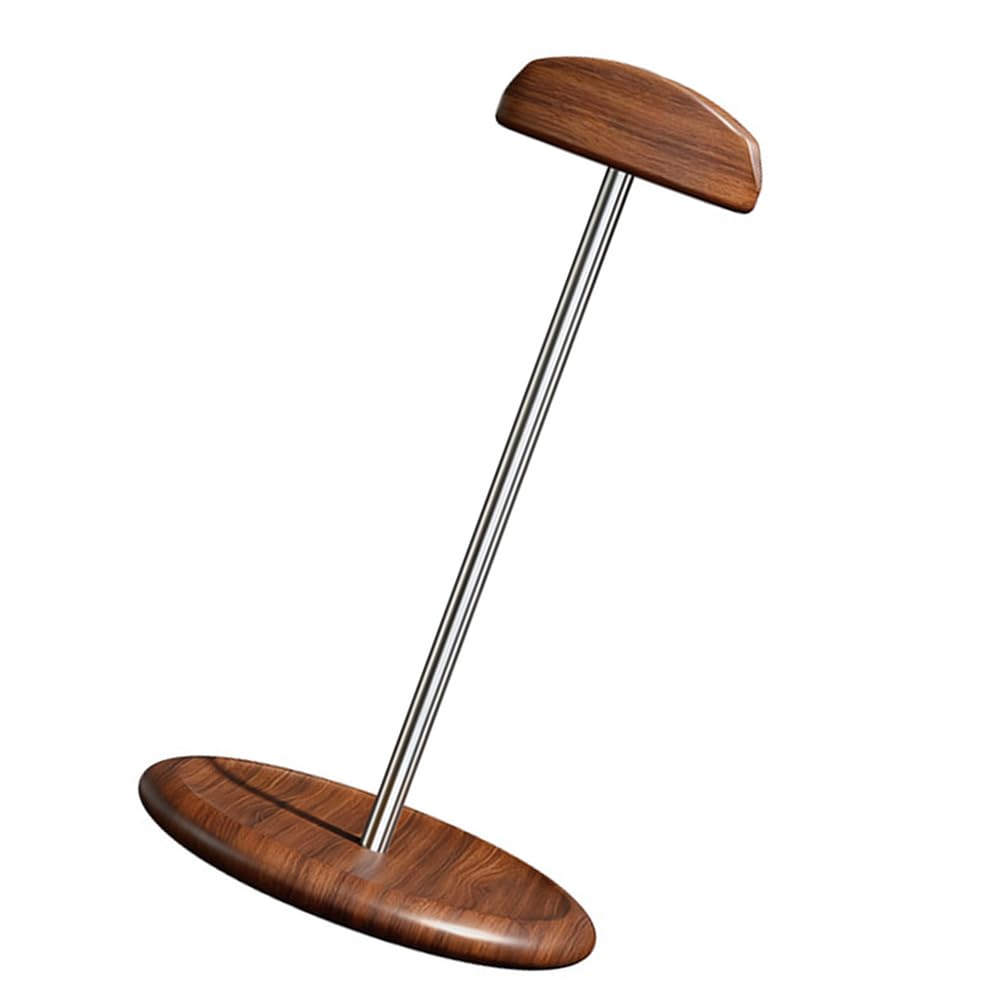 Supporto per cuffie in legno di noce e alluminio, supporto per cuffie da scrivania con base in silicone antiscivolo, soluzione robusta per gaming e ufficio, per cuffie fino a 26 cm di