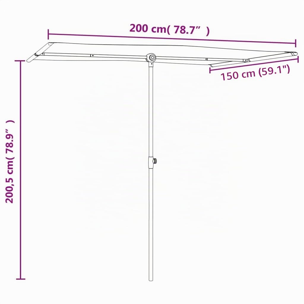 vidaXL Sonnenschirm mit Alu-Mast Halbrund Ampelschirm Gartenschirm Balkon Schirm