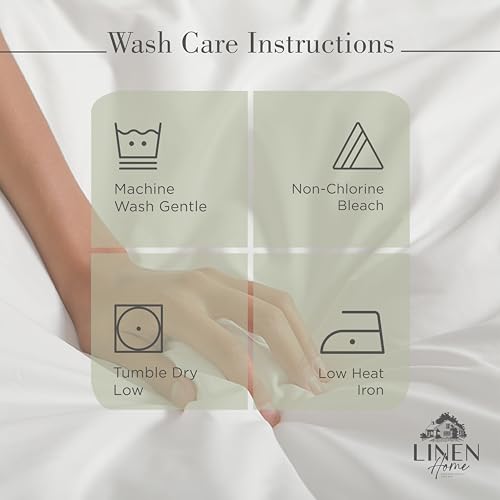 Image of Linen Home 100% Cotton Percale Sheets Queen Size, Sage, Deep Pocket, 4 Pieces Set - 1 Flat, 1 Deep Pocket Fitted Sheet and 2 Pillowcases, Crisp Cool and Strong Bed Linen