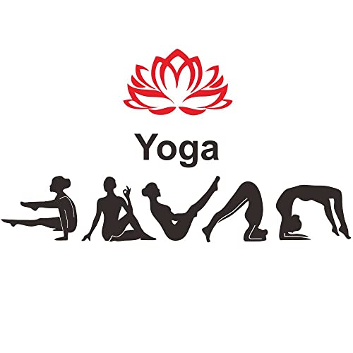ANFRJJI Yoga Studio Wall Sticker 37"x20" (black+red)