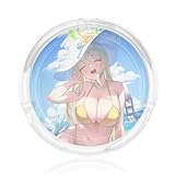 灰皿 ブルーアーカイブ 十六夜ノノミ ガラス灰皿 丸型 タバコ固定 ガラス 透明 デザイン 滑り止めパッド付 置物 洗いやすい 喫煙具 オフィス 飲食店 タバコ用 業務用 プレゼント 8.5*3.5cm