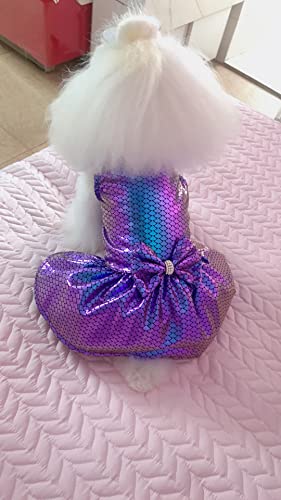 Image of CuteBone Dog Dress Mermaid Girl Puppy Bling Skirt Cat Outfit Small Dogs Costume Pet Clothes for Holiday Beach DD10XS