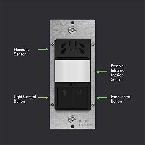 Topgreener TDHOS5-BK Humidity Sensor Switch With Pir Lighting Motion Sensor, Neutral Wire Required, Air Moisture Detection For Ventilation Fan thumb #1