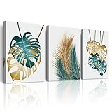DZRWUBHS Arte de pared enmarcado para dormitorio, decoración abstracta de pared para sala de estar, cocina, decoración de hojas, pintura de pared, cuadros modernos de pared, obras de arte de oficina,