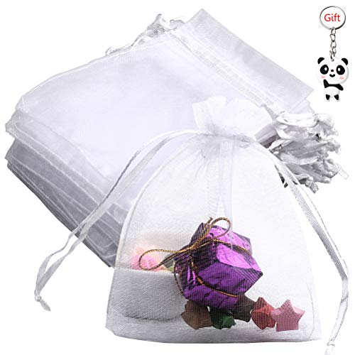Siming - 50 bolsas de organza para regalo, 10 x 12 cm, color blanco