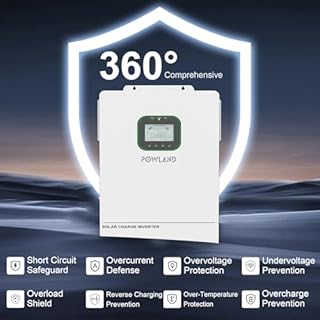 POWLAND 6500W Solar Hybrid Inverter Charger 48V DC to 120V AC Split Phase Power Inverter,Built in 120A MPPT Charge Controller,Work with 48V Lead Acid/LiFePO4,Support Parallel up to 6 inverters