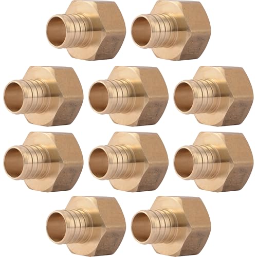 Image of SharkBite 1 Inch Crimp Female Adapter, Pack of 10, Brass Plumbing Fitting, PEX Pipe, PE-RT, UC094LF