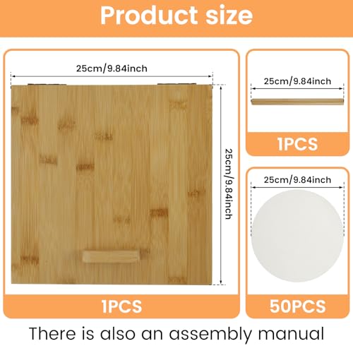 FALESOUL Tortilla Press 10 Inch, Bamboo Tortilla Maker with 50pcs Parchment Paper for Homemade Flour Corn Tortilla, Wood Tortillera Pataconera Tortilla Maker for Home Baking Cooking