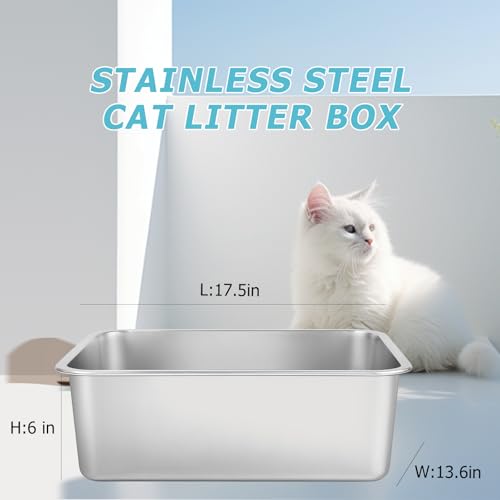 Arenero para gatos de acero inoxidable grande 17.5x13.6x6 in miniatura 2