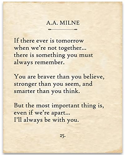 A.A. Milne - You Are Braver Than You Believe, Stronger Than You Seem, and Smarter Than You Think - 11x14 Unframed Typography Book Page Print - Great Wedding and Anniversary Gift and Decor