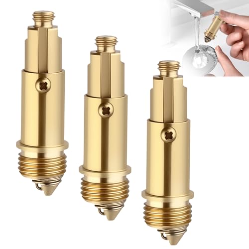 3Pcs Valvula Click Clack Lavabo para Lavabo y Bañera, Perno Válvula de Desagüe, Piezas de Repuesto de Latón con Resorte de Compresión, Compatible con la Mayoría de Tapones de Drenaje Universales