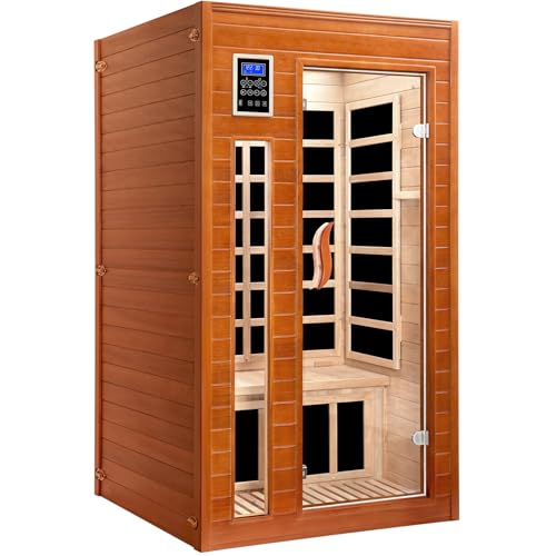 X-Vcak 1-2 Person Infrared Sauna, Dry Heat Sauna with Red Light Therapy, Bluetooth, Radio, 7-Color...