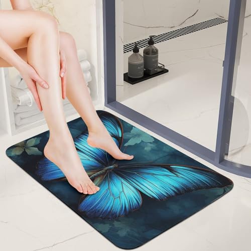 Tapis absorbant l'eau 60 x 40 cm antidérapant bleu