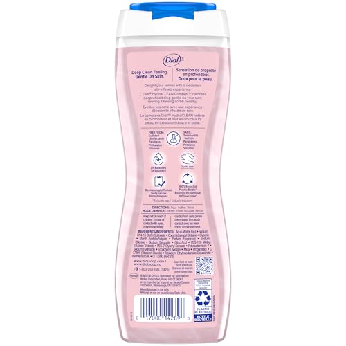 Image of Dial Body Wash, Silk & Magnolia, Hydraclean Complex, 16 fl oz, 4 count | Gentle Formula, Leaves Skin Feeling Nourished, Dermatologist Tested, No Parabens or Sulfates, Pamper & Indulge