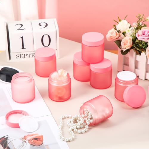 Image of Norme 12 Pcs 4 oz Glass Jars with Lids Cosmetic Jars, Pink