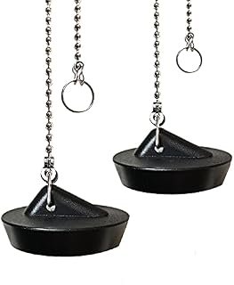 Tomario 2 Pack Universal Sink Plug Stainless Ball Chain with Hook for Kitchen Bath Sink Drain Stopper Plug (44mm, Drain Plug Size Between 45.5 to 42 mm)