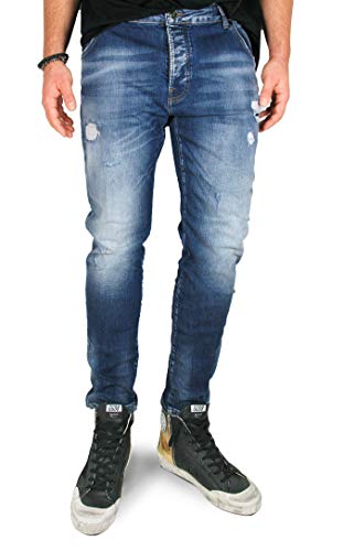 Goldgarn Herren Cropped Jeans Neckarau Twisted 3250 Vintage Blue Distressed