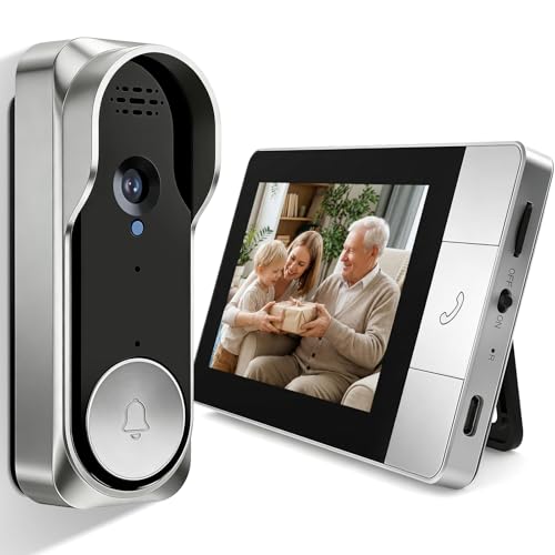 KEPEAK Doorbell Camera Wireless, Video Door Bell with Monitor, No WiFi Connection and APP Required, Video Record, 2-Way Audio, Easy Installation