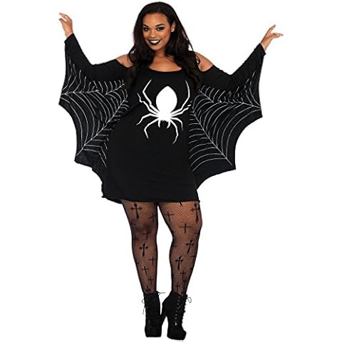 shelovesclothing Women's Black Plus Size Spider Web Halloween Jersey Tunic Costume Fancy Dress Outfit (X-Large 16-18 UK) Cover