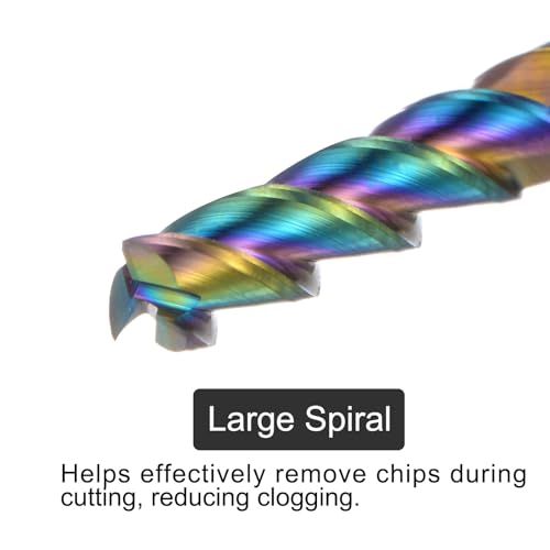 Image of uxcell Carbide Square End Mill, 1 /8 inch Diameter Diamond-Like Carbon Coated 3 Flutes Milling Bit Cutter, for Aluminum Copper Non-Ferrous Metal, 1 /8 inch Shank 1 /2 inch Cut Length 1-1 /2 inch Long HRC50