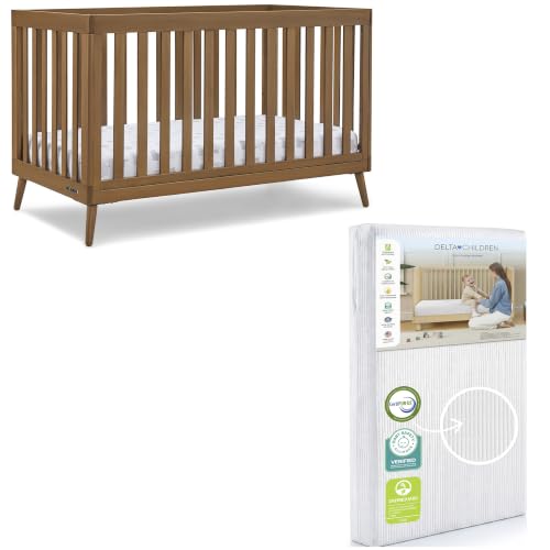Image of Delta Children Essex 4-in-1 Baby Crib & Mattress, Chestnut