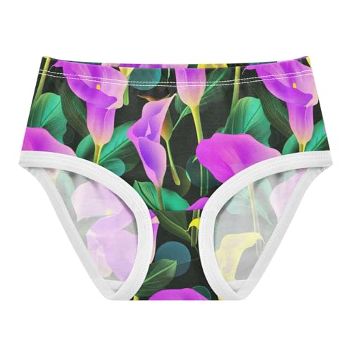 Joisal Funny Toddler Underwear Floral 2t Cotton Panties Little Girl Calla Lilies Purple Yellow Kids Undies Briefs