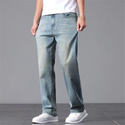 Men's High Cotton Stretch Jeans Loose Straight Leg Slim Fit Soft Comfortable Breathable Casual Pants3