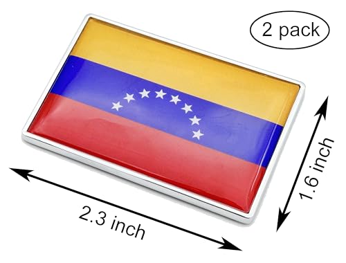 Image of 2 Pcs 3D Venezuela Venezuelans Flag Metal Car Stickers Chrome Decals,2.3 x 1.6 Inch Metal Truck Stickers,Patriotic Car Motorcycle Emblem.