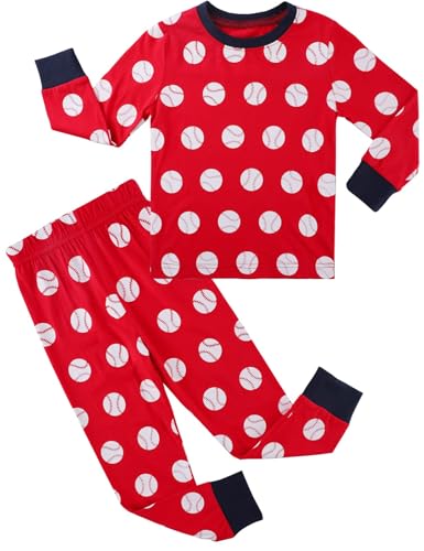 A&J DESIGN Boys Pajama Sets 100% Cotton 2-Piece Sport Theme Pjs Set