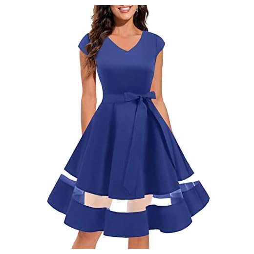 Gardenwed Vintage Vestidos Coctel Corto 50s Vestido de la Fiesta para Mujer Royal Blue M
