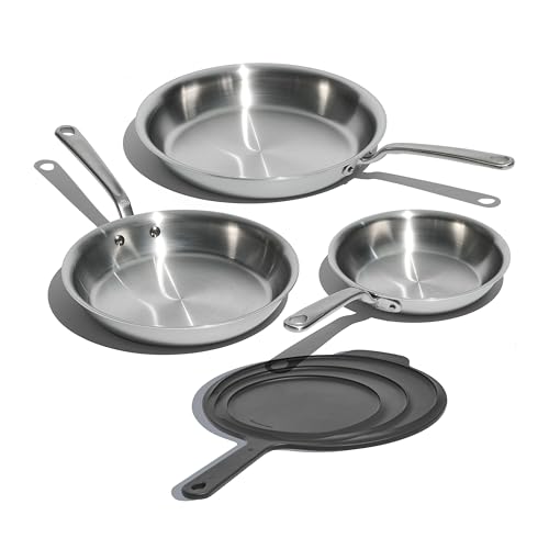 Made In Cookware - 3-Piece Stainless Clad Frying Pan Set with Universal Silicone Lid - 5 Ply...