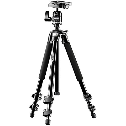 Mantona Basic Scout Max Fotostativ, Kamerastativ bis 160cm große Arbeitshöhe, Kugelkopf, umkehrbare Mittelsäule Cover