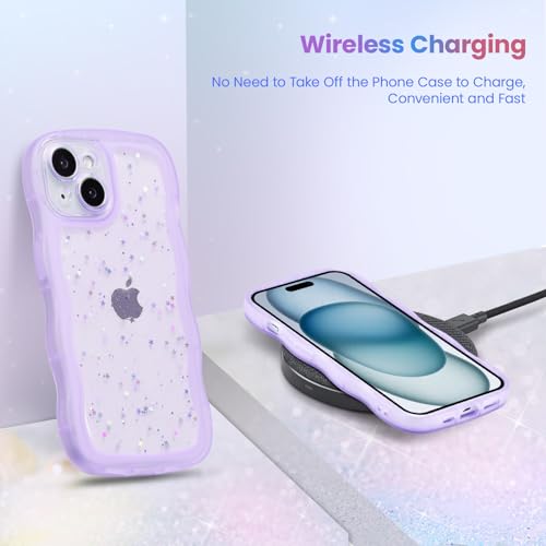 Coque iPhone 14 silicone transparent paillette violette coque de protection - 5