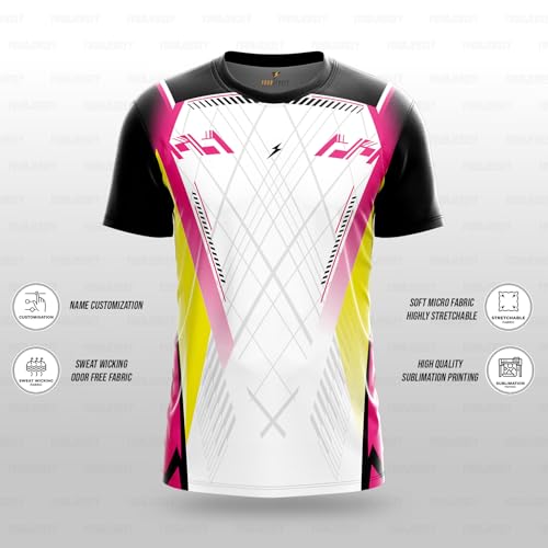 Image of YOURJERSEY Custom Sports Jersey for Men & Kids | Add Player Name | Personalised Cricket /Football /Badminton T-Shirt | Custom Team Jersey