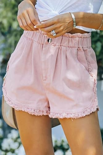 Image of YOCUR Womens Lightweight Shorts Casual Baggy Trendy Hot Pants Elastic Waist Drawstring Comfy Shorts