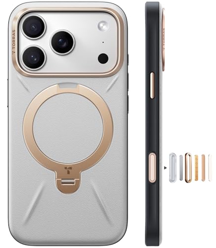 Image of TORRAS Q3 VegSkin Case for iPhone 17 Pro, White | Fit for Magsafe, Stain-Resistant Organic Silicone Leather, Camera Control, Shockproof Anti-Slip Phone Case for iPhone 17 Pro