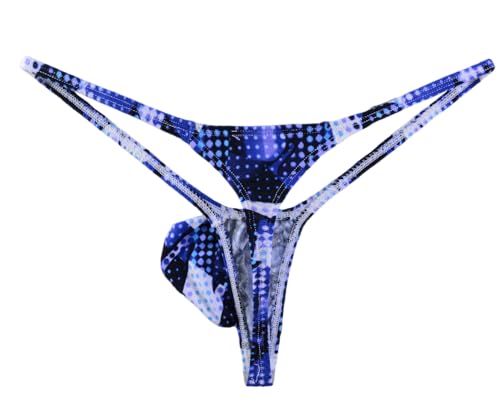 Mens Bulge Pouch G-String Thong Cotton Underwear Blue WSS1262
