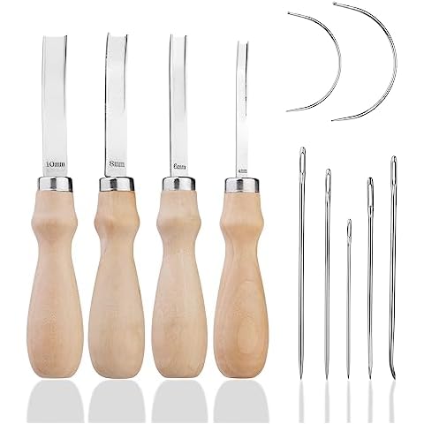 TLKKUE 4 Sizes Leather Edge Skiving Beveler Tools, Wide Leather Craft Edge Beveler Tool Kit Leather Edge Trimmer for Wristbands, Belts and Other Leather Thinning Projects（4/6/8/10mm） Cover