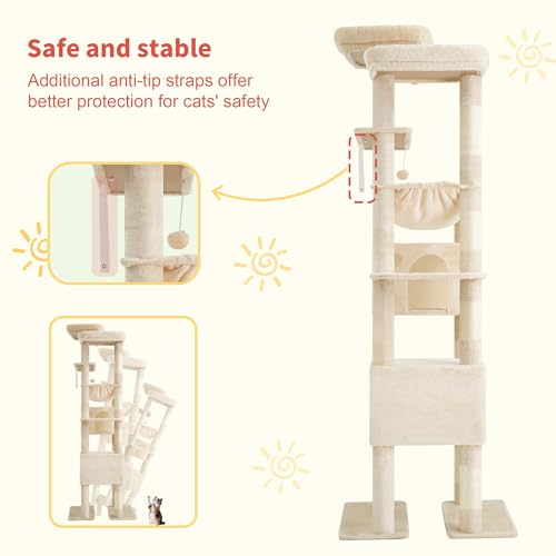 Image of Hey-brother Cat Tree Tower with Multi-Level Duty Scratching Posts, 0MPJ039M
